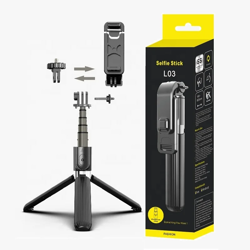 L03 Aluminum Alloy Rod Mobile Phone 3 in 1 Wireless Bluetooths Selfie Stick Tripod with Remote Control
L03 Aluminum Alloy Rod Mobile Phone 3 in 1 Wireless Bluetooths Selfie Stick Tripod with Remote Control