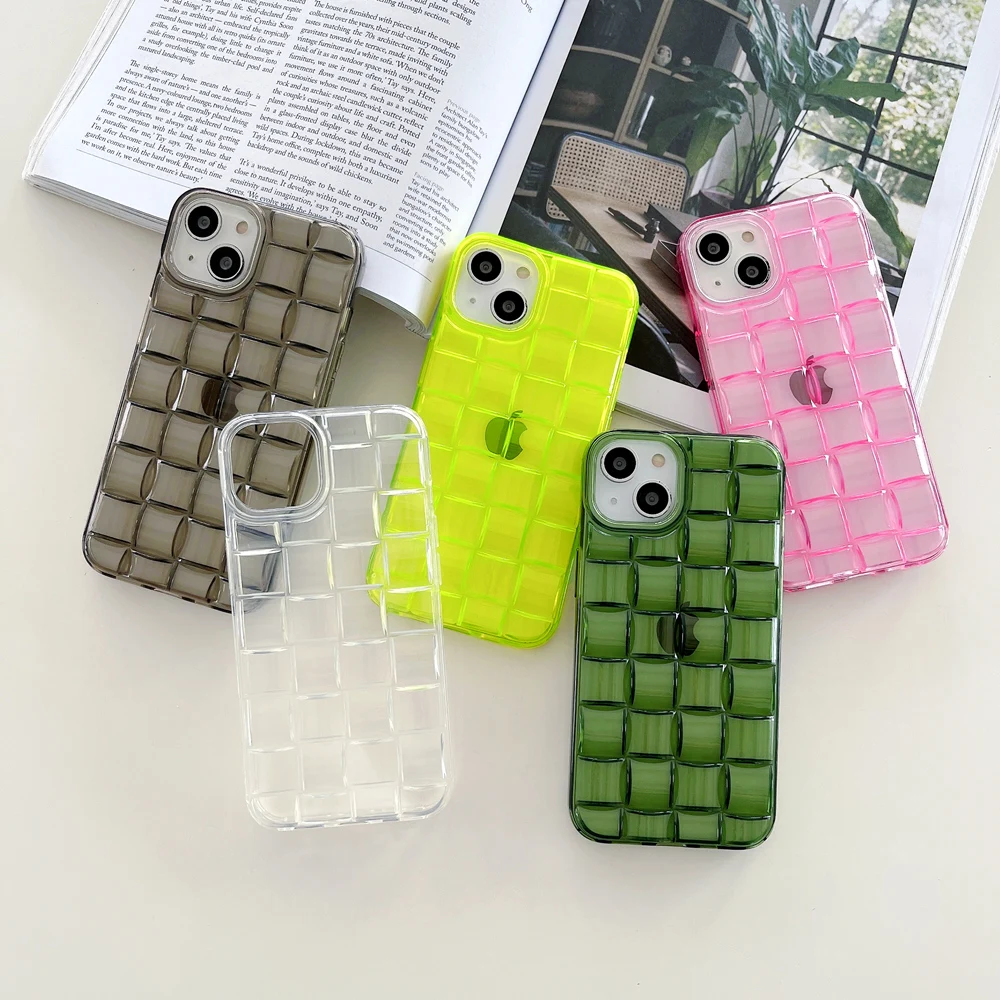 Transparent fluorescent color phone case for iphone 13 mini pro max case 3d woven pattern fashion phone case
Transparent fluorescent color phone case for iphone 13 mini pro max case 3d woven pattern fashion phone case
