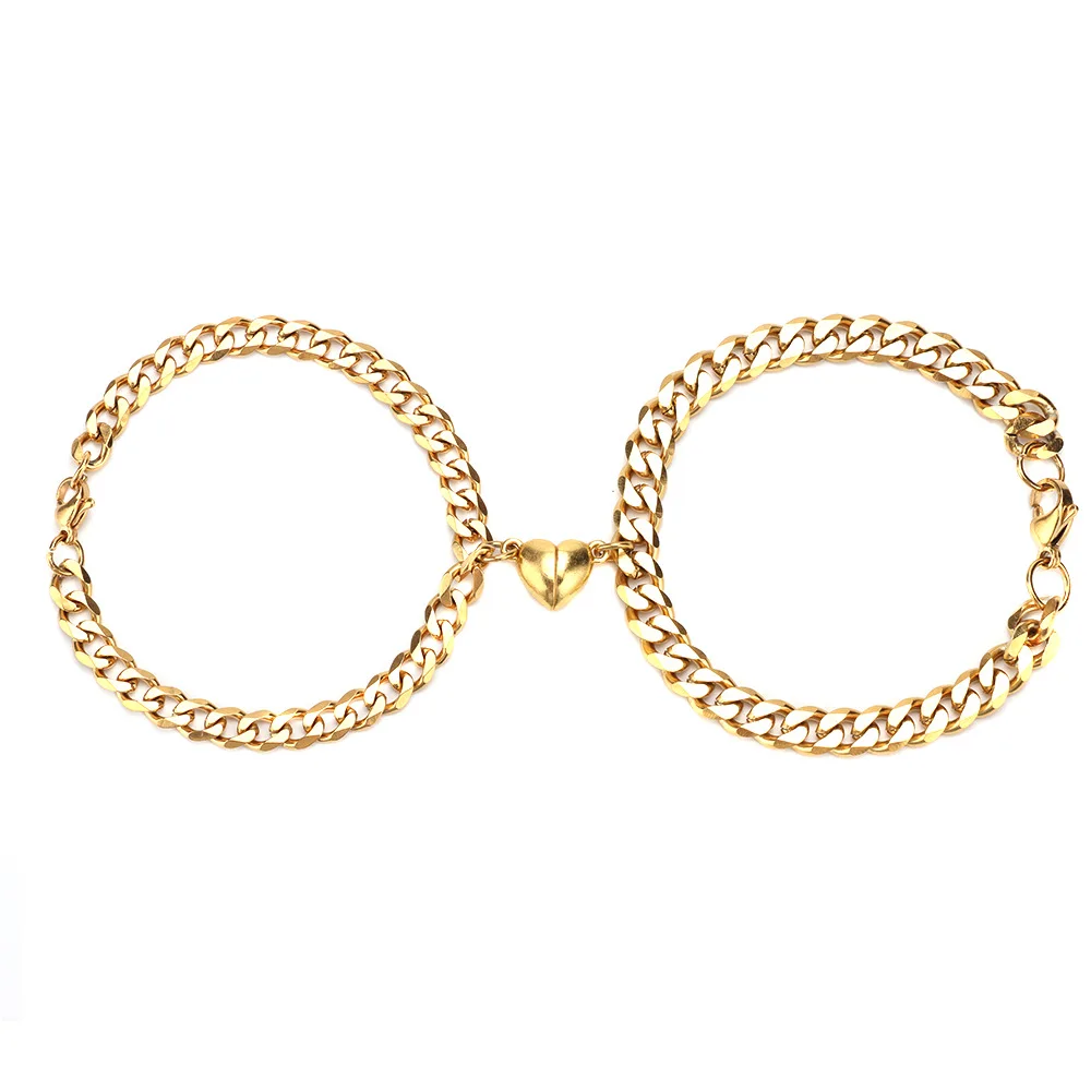 2022 Fashion 2pcs/set Punk Heart Shaped Couple Lover Stainless Steel Magnet Bracelet For Women Men, As picture
2022 Fashion 2pcs/set Punk Heart Shaped Couple Lover Stainless Steel Magnet Bracelet For Women Men, As picture