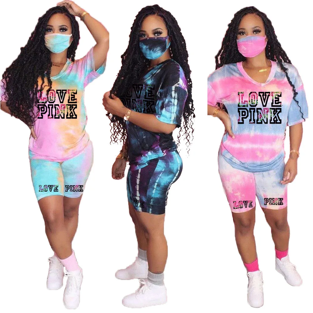 New Women Designer Clothes 2021 tracksuits Sportswear Pink Tracksuit Short sleeve tye dye T shirt Shorts Two Pieces Set Outfits
New Women Designer Clothes 2021 tracksuits Sportswear Pink Tracksuit Short sleeve tye dye T shirt Shorts Two Pieces Set Outfits