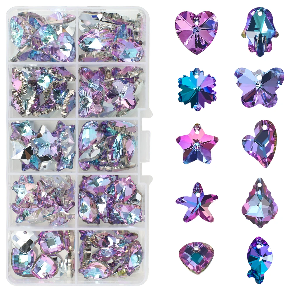 100Pcs Lavender Charm Pendant Crystal Heart/Butterfly/Shell/Fish Murano Glass Beads For DIY Necklace Earrings Jewelry Making Kit
100Pcs Lavender Charm Pendant Crystal Heart/Butterfly/Shell/Fish Murano Glass Beads For DIY Necklace Earrings Jewelry Making Kit
