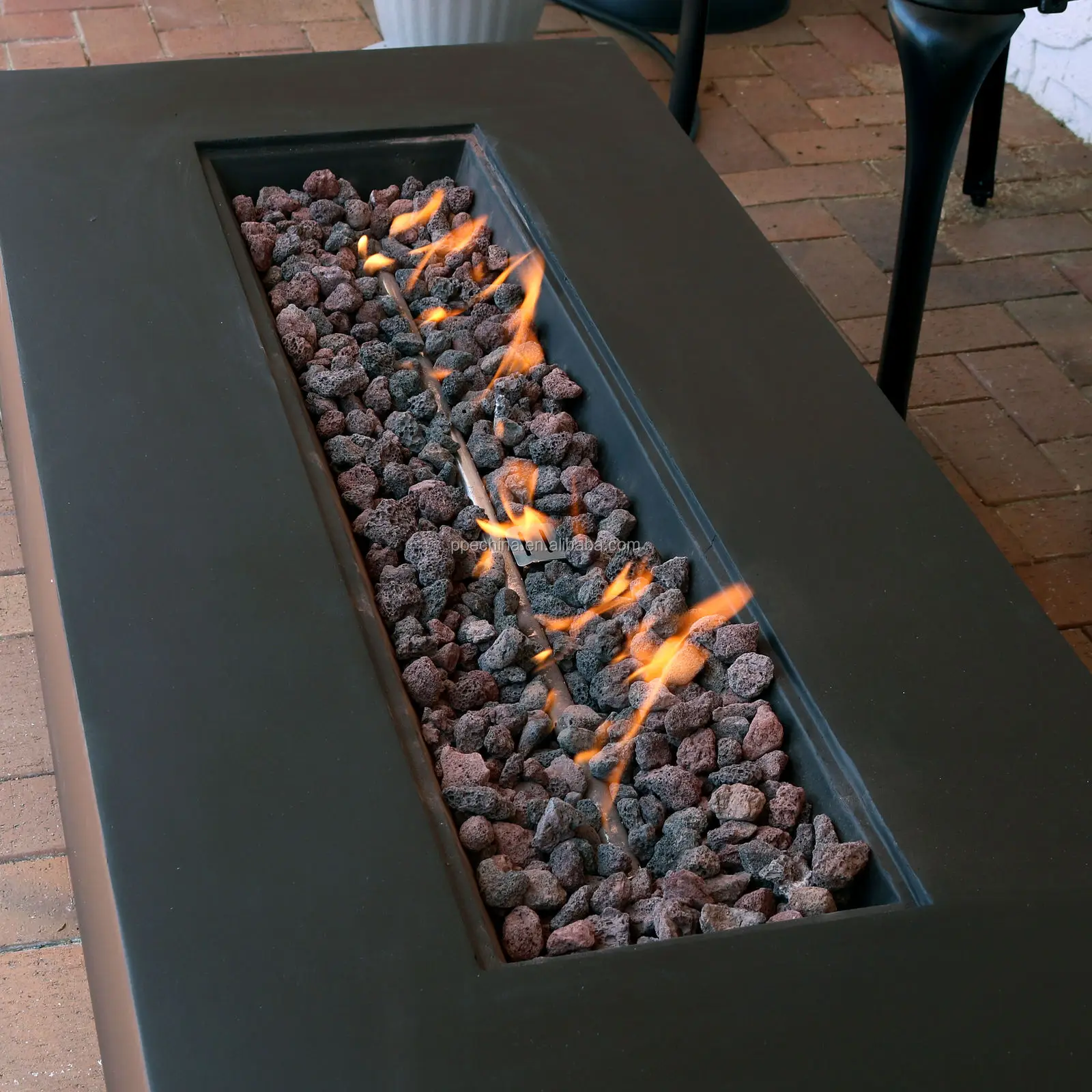 Outdoor table for burning liquefied gas propane gas fire pits with lava rocks