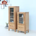 Modern Living Room Display Big Storage Antique Low Tall Glass Wood Wine Cabinet