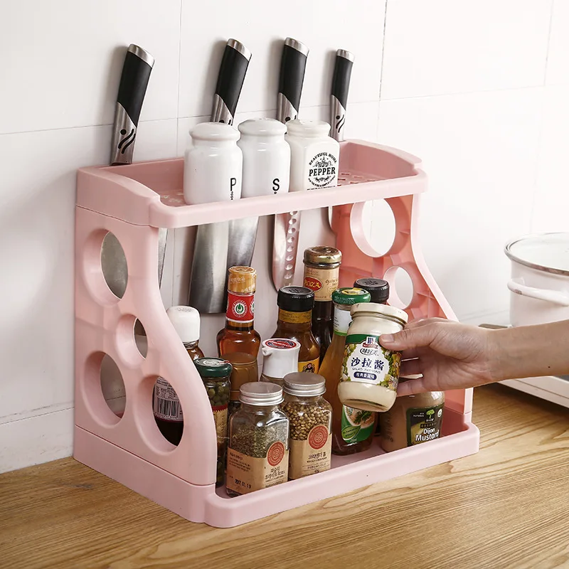 Kitchen Seasoning Seasoning Two-layer Storage Knife Rack Sundries Storage Storage Organizer Free Punch Plastic Polygon Spice, Pink, beige, gray
Kitchen Seasoning Seasoning Two-layer Storage Knife Rack Sundries Storage Storage Organizer Free Punch Plastic Polygon Spice, Pink, beige, gray