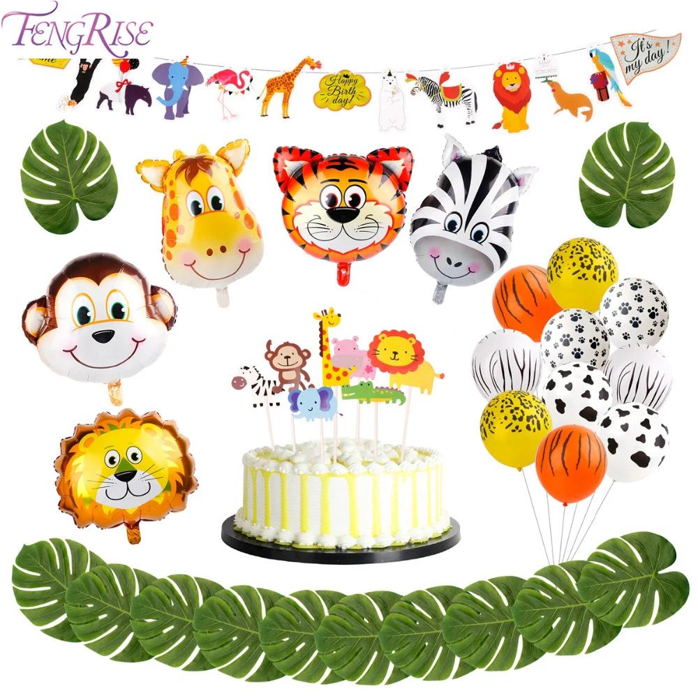 jungle animal party decoration lion tiger foil balloons