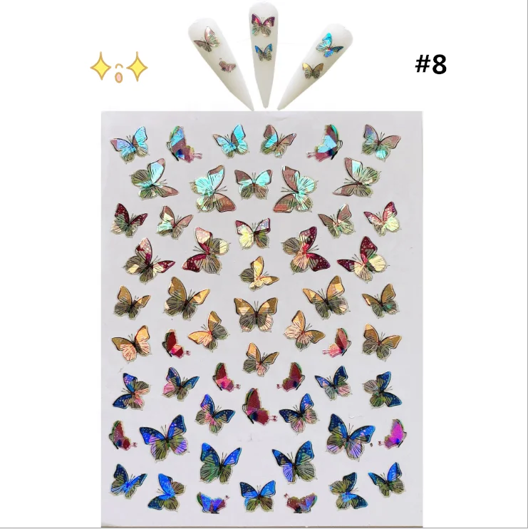 Hotsale Supplies adhesive 3D butterfly Nail Decal holographic nail sticker, Colorful
Hotsale Supplies adhesive 3D butterfly Nail Decal holographic nail sticker, Colorful