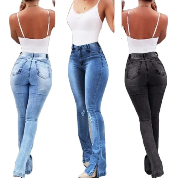 Hot selling sexy fashionable washed wide leg ankle split women high waist skinny jeans
Hot selling sexy fashionable washed wide leg ankle split women high waist skinny jeans