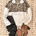 J51 leopard sherpa pullover women cheetah fleece sherpa pullover