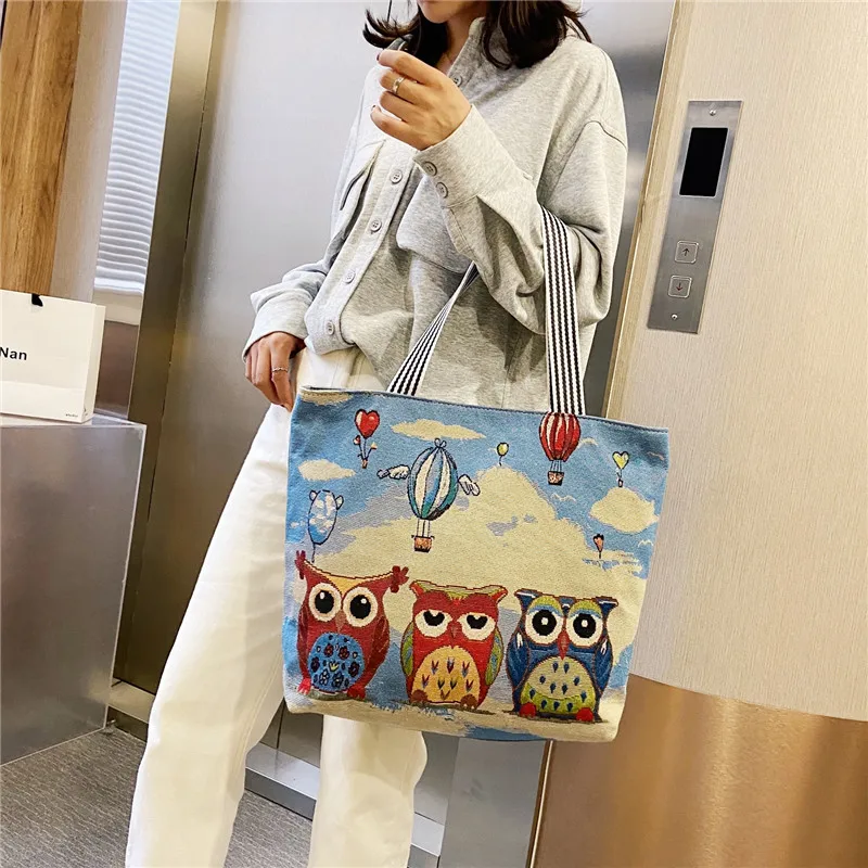 Wholesale Fair Lovely Design Canvas Owl Bag And High Quality Hand Bag Personalized Handbags tourist Trendy Beach Bags, Customizable
Wholesale Fair Lovely Design Canvas Owl Bag And High Quality Hand Bag Personalized Handbags tourist Trendy Beach Bags, Customizable