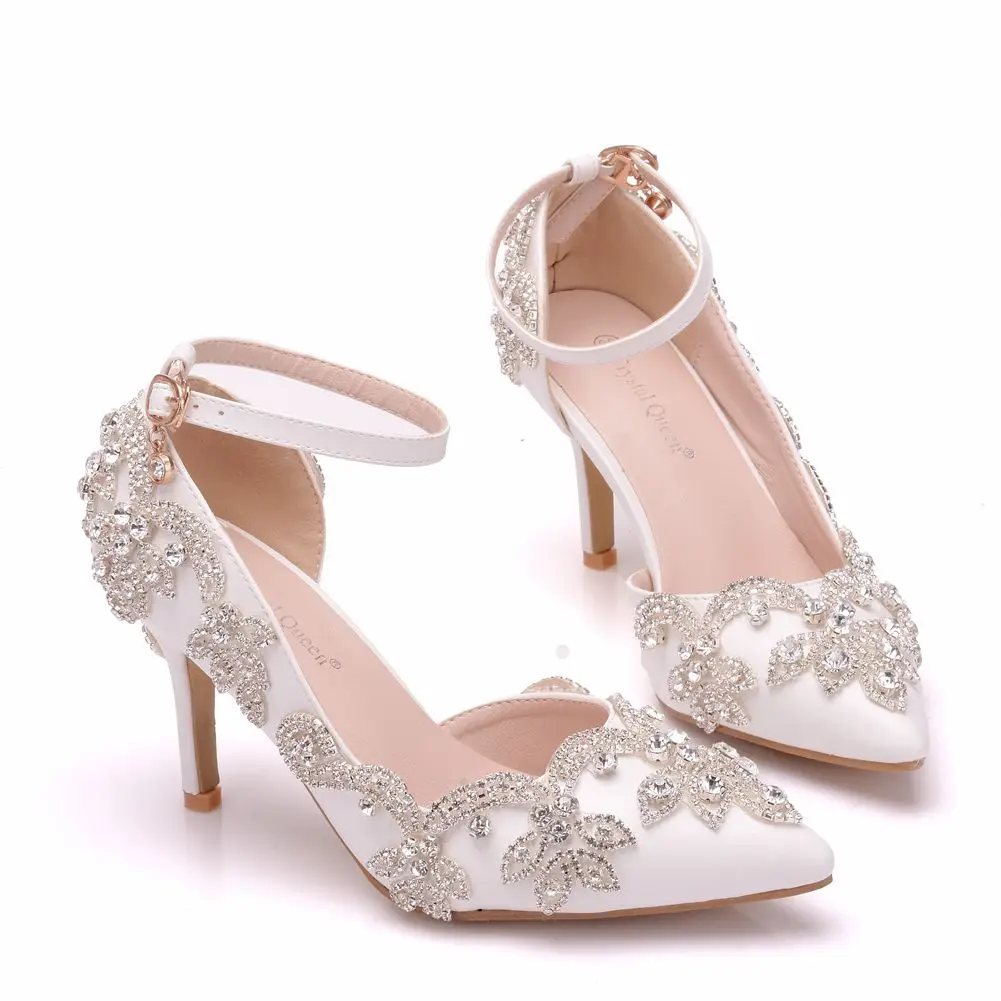 8cm Silver Rhinestone Thin Heel Pointed Toe Comfort Rubber Sole White Tassel Sandals Women High Heel Shoes Bridal shoes
8cm Silver Rhinestone Thin Heel Pointed Toe Comfort Rubber Sole White Tassel Sandals Women High Heel Shoes Bridal shoes