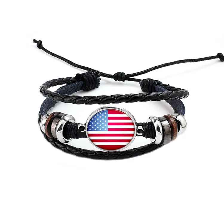 Wholesale Fashion Adjustable DIY World Cup Flag Unisex Leather Woven Punk Bracelet Pattern Glass Cabochon Bracelet Jewelry, Black
Wholesale Fashion Adjustable DIY World Cup Flag Unisex Leather Woven Punk Bracelet Pattern Glass Cabochon Bracelet Jewelry, Black