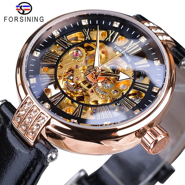 Forsining Watch Women Gold Mechanical Automatic Luxury Lady Wrist Watch Skeleton Clock Women Leather Dress Girl Ladies Watches, 7-colors
Forsining Watch Women Gold Mechanical Automatic Luxury Lady Wrist Watch Skeleton Clock Women Leather Dress Girl Ladies Watches, 7-colors