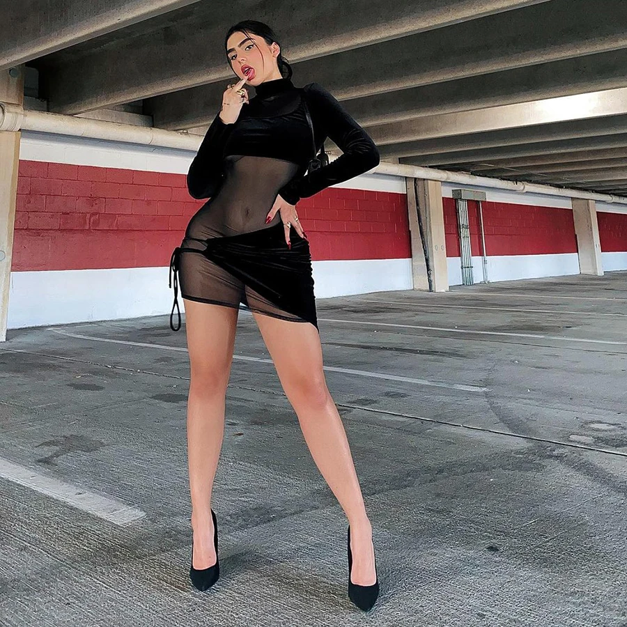 Kliou K21D06762 Mini See Through Drawstring Long Sleeve Club Dress Women Casual Dress
Kliou K21D06762 Mini See Through Drawstring Long Sleeve Club Dress Women Casual Dress