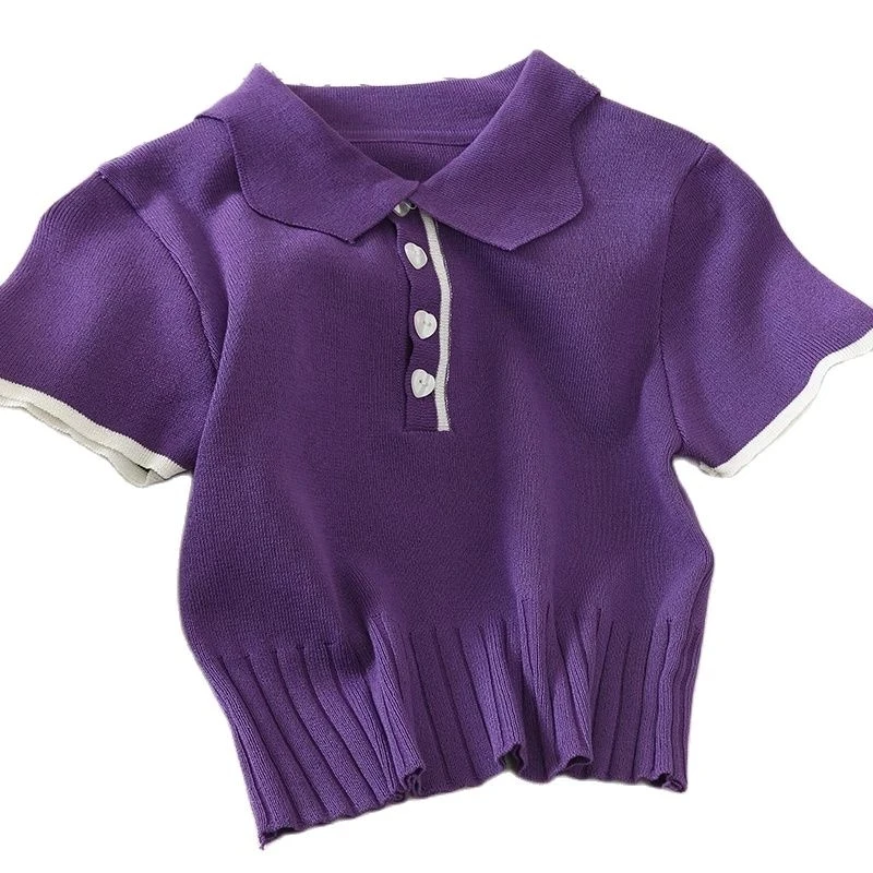 Women Polo Shirts Peter Pan Collar T-shirts Knitted Short Sleeve Casual Summer Crop T-shirts Tops
Women Polo Shirts Peter Pan Collar T-shirts Knitted Short Sleeve Casual Summer Crop T-shirts Tops
