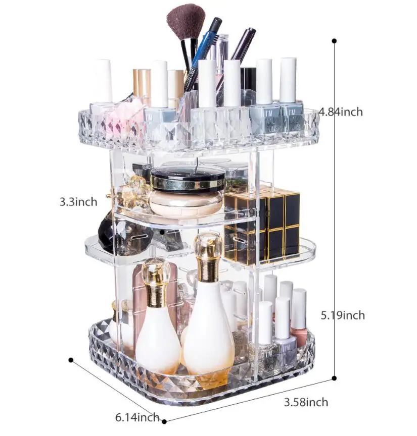 

Desktop dressing table cosmetic storage box acrylic rotating transparent lipstick skin care product rack, Multi color