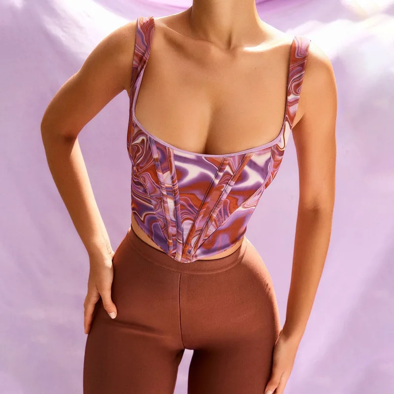 XUQING Wholesale 2021 summer new trendy square collar tie dye zipper bodycon tank corset tops for women, Photo shows
XUQING Wholesale 2021 summer new trendy square collar tie dye zipper bodycon tank corset tops for women, Photo shows
