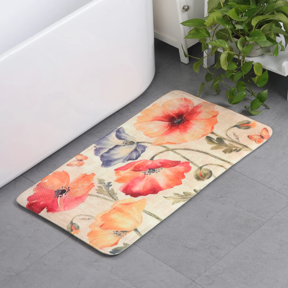 

Multiple Colors Water Absorbent Skidproof Accent Rug Shower Floral Memory Foam Bath Mat