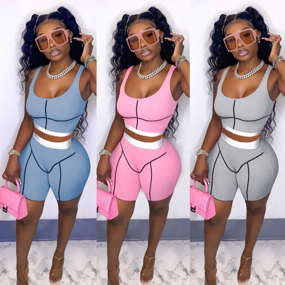Summer 2 Piece Women Set Clothing Ribbed Crop Tank Top Sleeveless+shorts Bodycorn Skinny Stripe Pant Sets for Summer Fashion
Summer 2 Piece Women Set Clothing Ribbed Crop Tank Top Sleeveless+shorts Bodycorn Skinny Stripe Pant Sets for Summer Fashion
