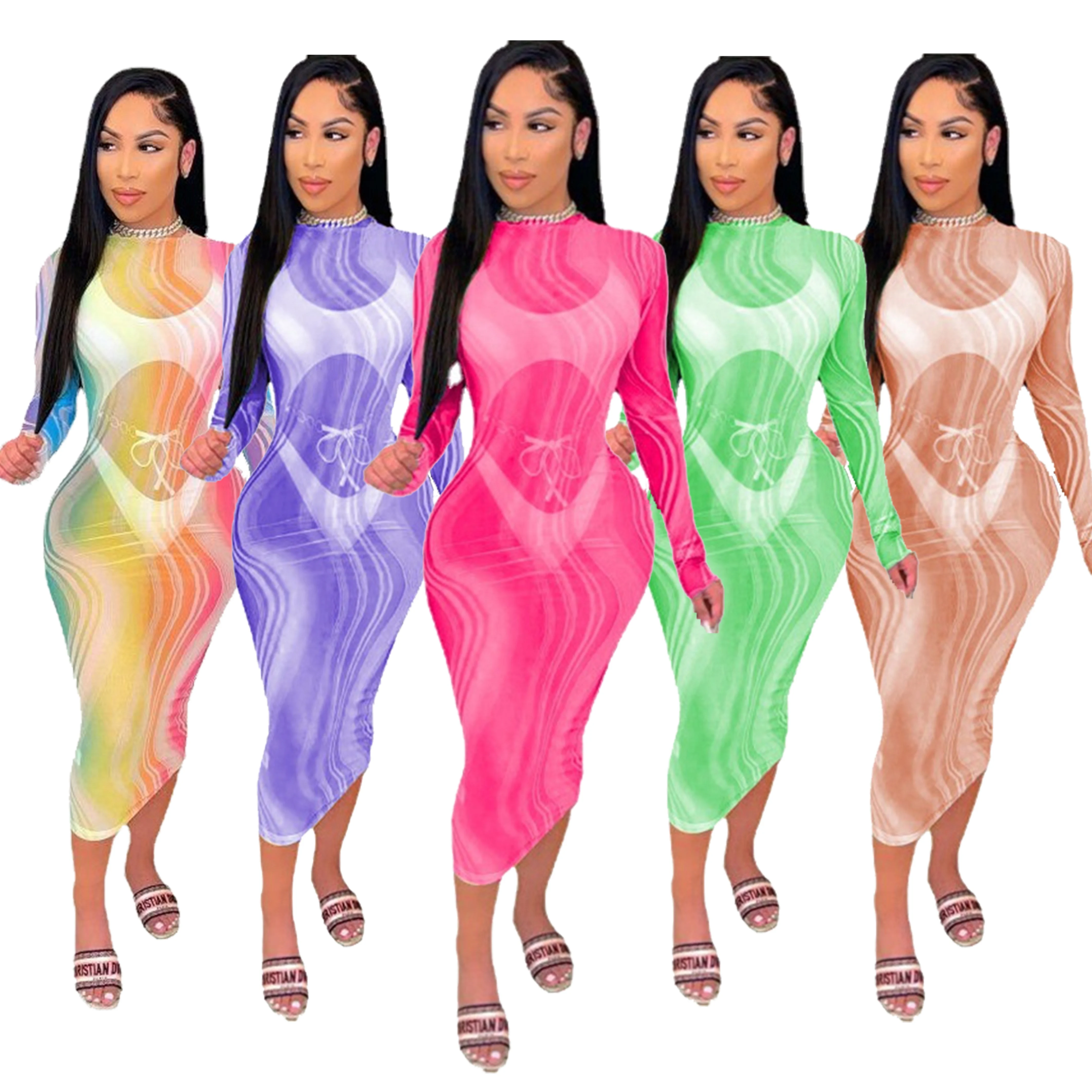 Sexy Translucent Personalized Fitted Casual O Neck Printed Polyester Party Evening 2021 Long Sleeve Long Bodycon Maxi Dress, Shown
Sexy Translucent Personalized Fitted Casual O Neck Printed Polyester Party Evening 2021 Long Sleeve Long Bodycon Maxi Dress, Shown