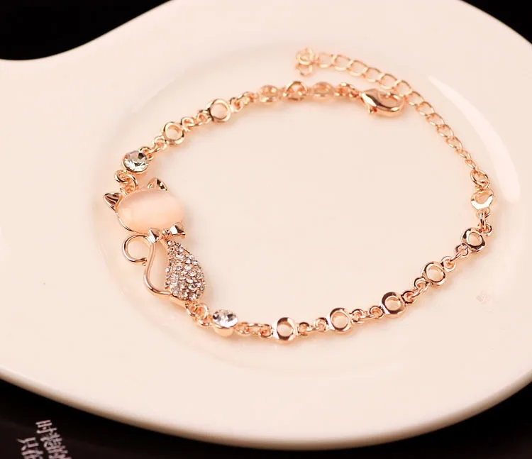 High Qualtity Rose Gold Cute Zircon Cat Bracelets Charms Bracelets Bangle for Women Children Girl DIY Jewelry Gifts, As the picture
High Qualtity Rose Gold Cute Zircon Cat Bracelets Charms Bracelets Bangle for Women Children Girl DIY Jewelry Gifts, As the picture