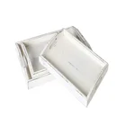 Trendy vintage rustic white great stability nesting wooden platters trays