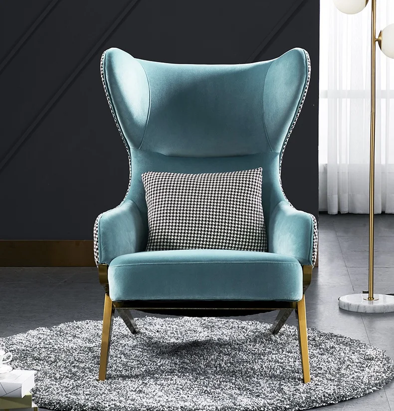 Classic design soft sponge chair for living room  set sofa stainless steel leisure chair lounge