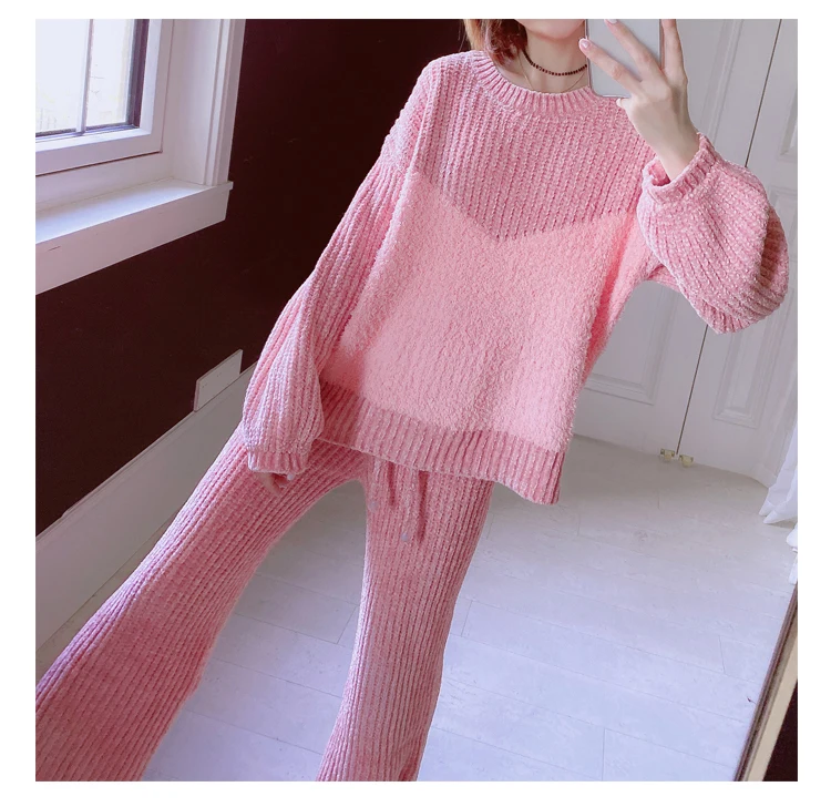 Korean Style Solid Color Home Wear for Women Warm O Neck Knitwear Pajamas Set in Autumn and Winter 100% Polyester Breathable
Korean Style Solid Color Home Wear for Women Warm O Neck Knitwear Pajamas Set in Autumn and Winter 100% Polyester Breathable