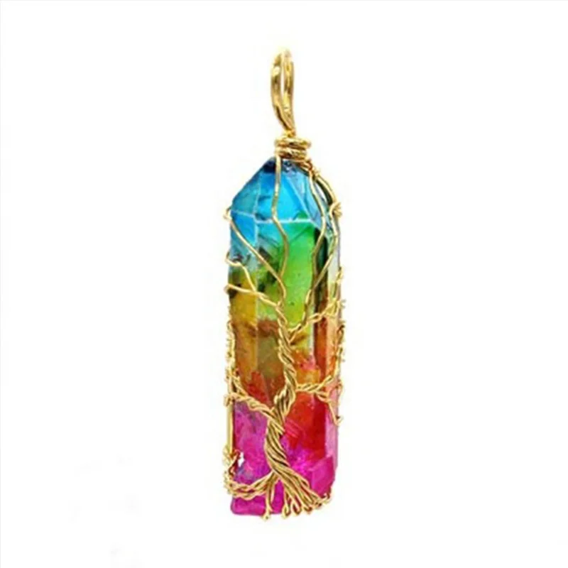 Irregular Wire Wrapped Necklace Quartz Chakra Pendant Necklace Tree of Life Rainbow Crystal Necklace
Irregular Wire Wrapped Necklace Quartz Chakra Pendant Necklace Tree of Life Rainbow Crystal Necklace