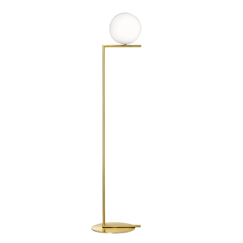 Minimalist modern LED glass ball golden standing home hotel floor light
