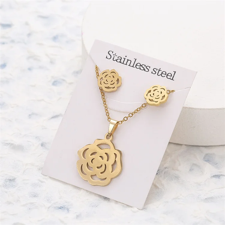 Wholesale No Fade Stainless Steel Gold Plated Butterfly Animal Flower Earring Necklace Jewelry Set
Wholesale No Fade Stainless Steel Gold Plated Butterfly Animal Flower Earring Necklace Jewelry Set