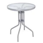 OUTDOOR GARDEN TEMPERED GLASS DIA60CM BISTRO METAL DINING TABLE