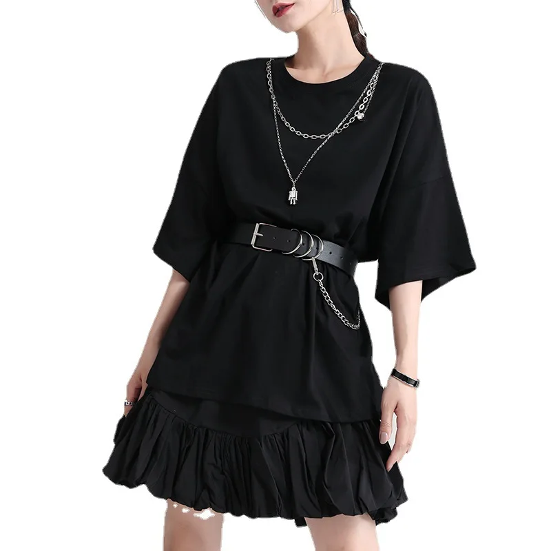 T-shirt woman 2021 summer detachable metal chain short-sleeved loose large version simple pure color trendy fashionable top 2069, Black white
T-shirt woman 2021 summer detachable metal chain short-sleeved loose large version simple pure color trendy fashionable top 2069, Black white