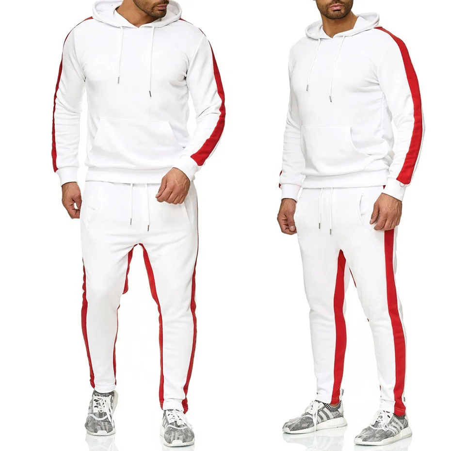 

Latest Design Men Joggers Sweatsuit Track Suits OEM Logo Plain Two Tone Slim Fit Jogging Sweat Suits
