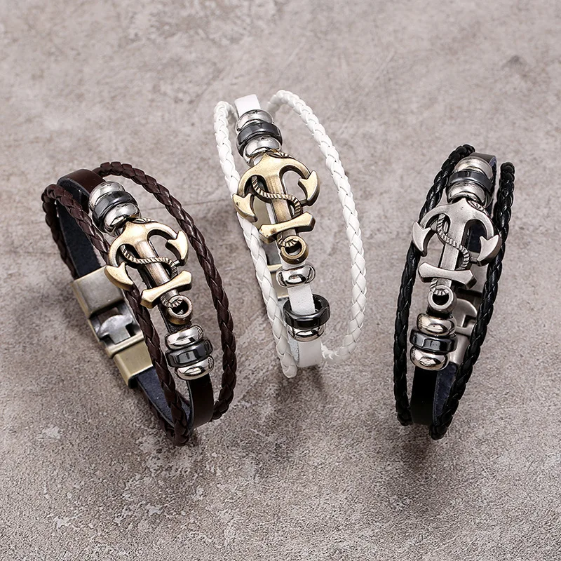 

Popular Bracelet Leather Best Selling Leather Bracelets Beautiful African Anchor Bracelets Jewelry For Men