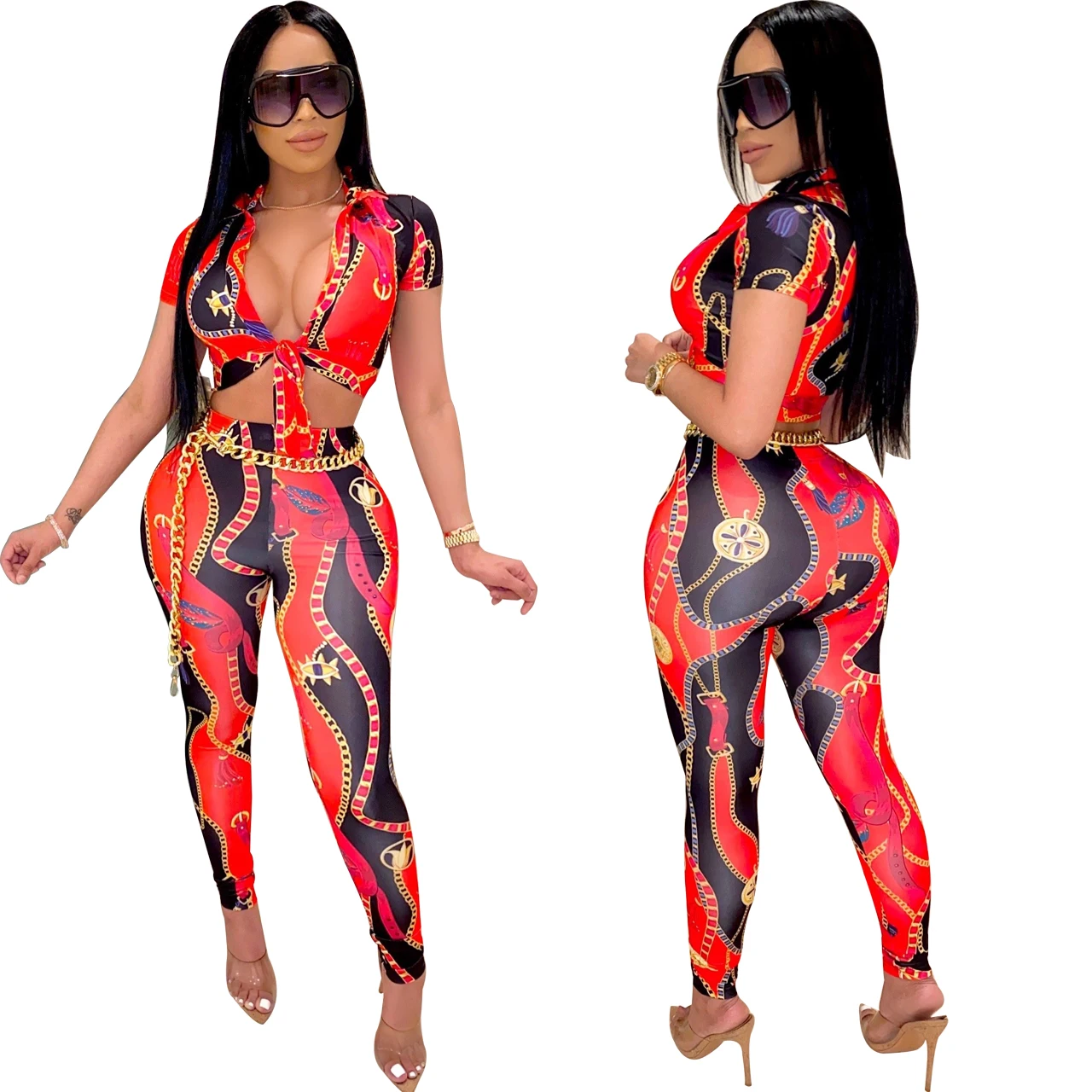 2020 fitted crop top deep V Bohemian wrap and tie two 2 piece pant street club dress sexy lucky label jumpsuit, Picture color
2020 fitted crop top deep V Bohemian wrap and tie two 2 piece pant street club dress sexy lucky label jumpsuit, Picture color