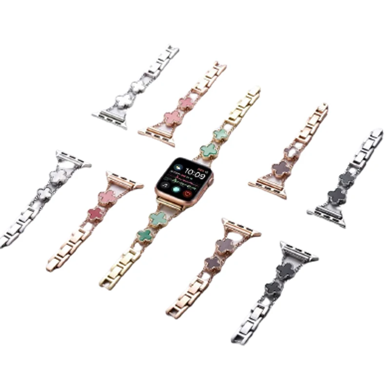 Luxury Metal Watch Bands for Watch Band Stainless Steel Strap with Four leaf clover for Series 38/40/42/44mm
Luxury Metal Watch Bands for Watch Band Stainless Steel Strap with Four leaf clover for Series 38/40/42/44mm