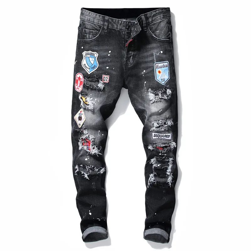 ENGLAND STYLE Fashion New Men's Male Letters Printed Jeans Vintage blue distressed stretch denim pants High quality trousers
ENGLAND STYLE Fashion New Men's Male Letters Printed Jeans Vintage blue distressed stretch denim pants High quality trousers