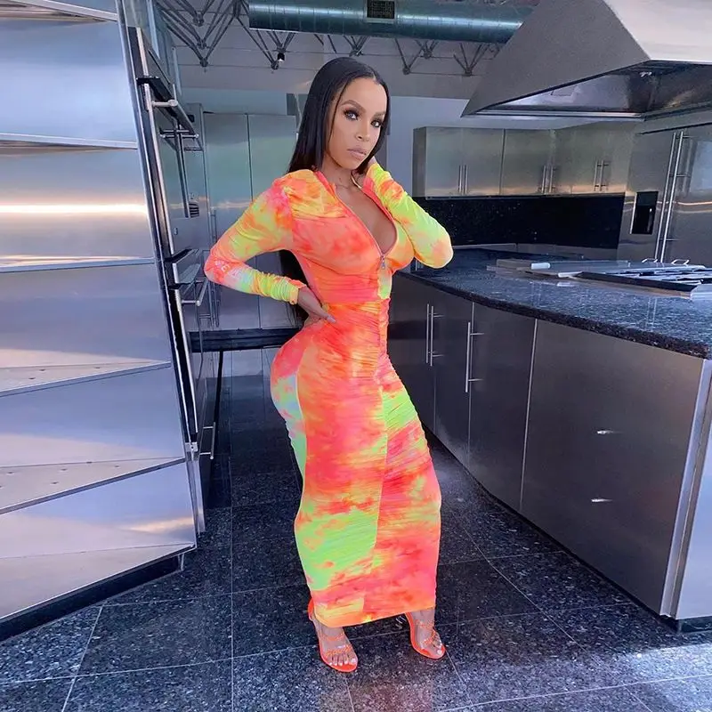 FALL New High Quality tie dye Turtleneck Bodycon Long Dress Woman 2020 Casual High Street Pleated Slim Zipper Dress Mujer
FALL New High Quality tie dye Turtleneck Bodycon Long Dress Woman 2020 Casual High Street Pleated Slim Zipper Dress Mujer