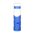 Clear Travel Colored Glass Water Bottle With Silicone Sleeve