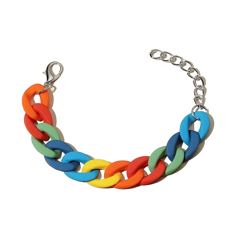 Wholesale Europe and America Acrylic Rainbow Color Chain Resin Bracelet Personalised Bohemian Bracelet
Wholesale Europe and America Acrylic Rainbow Color Chain Resin Bracelet Personalised Bohemian Bracelet