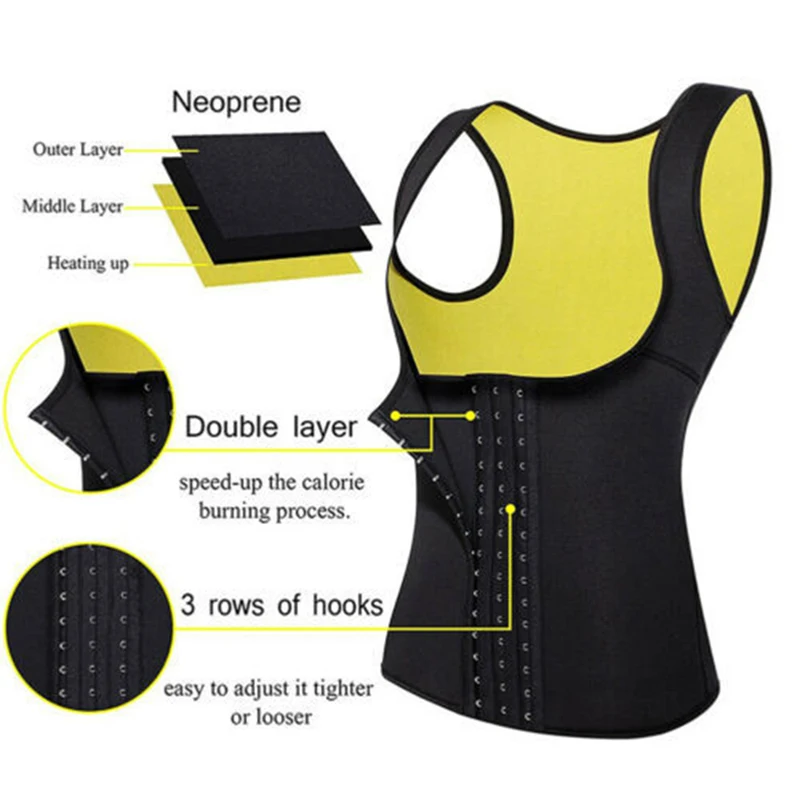 Women Body Shaper Waist Trainer Weight Loss Slimming Sweat Vest Workout Tank Top Sports Fitness Exercise, Black
Women Body Shaper Waist Trainer Weight Loss Slimming Sweat Vest Workout Tank Top Sports Fitness Exercise, Black