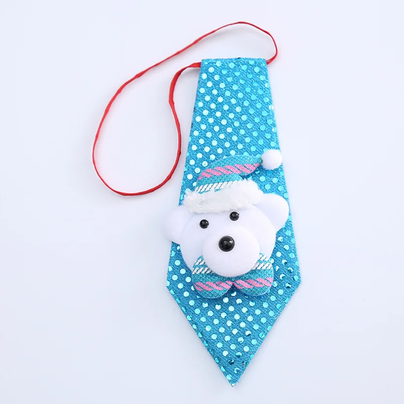 Printed Kids Christmas Tie Novelty Necktie Red Santa Claus Snowflake Neck Tie for Festival Gift