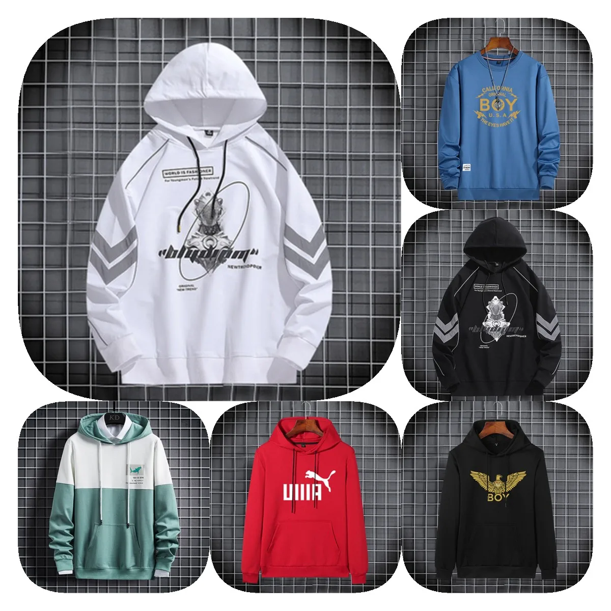 Men's clothing autumn winter new European and American leisure large size men's clothing with fleece and thick warm hooded cloth
Men's clothing autumn winter new European and American leisure large size men's clothing with fleece and thick warm hooded cloth