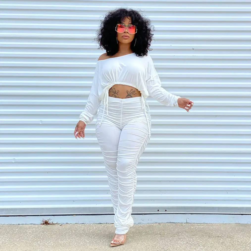Women Women's Casual Pleated Skinny O-neck Drawstring Long Sleeve Fitness Jogger 2 Two Piece Set Pant For Lady Clothes
Women Women's Casual Pleated Skinny O-neck Drawstring Long Sleeve Fitness Jogger 2 Two Piece Set Pant For Lady Clothes