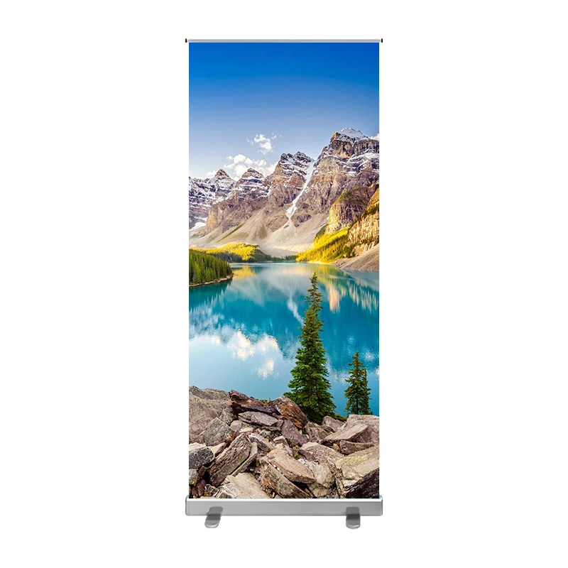 

85*200 Retractable Vertical Banner Aluminium Luxury Waterdrop Roll Up Banner Stand Advertise Display Custom Digital Printing