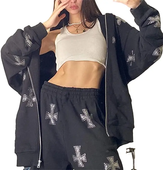 Top Selling Oversized Sweatshirt Cross Rhinestone Hoodie Jackets Y2K Long Sleeve Unknown London Rhinestone Zip Up Hoodies, White
Top Selling Oversized Sweatshirt Cross Rhinestone Hoodie Jackets Y2K Long Sleeve Unknown London Rhinestone Zip Up Hoodies, White