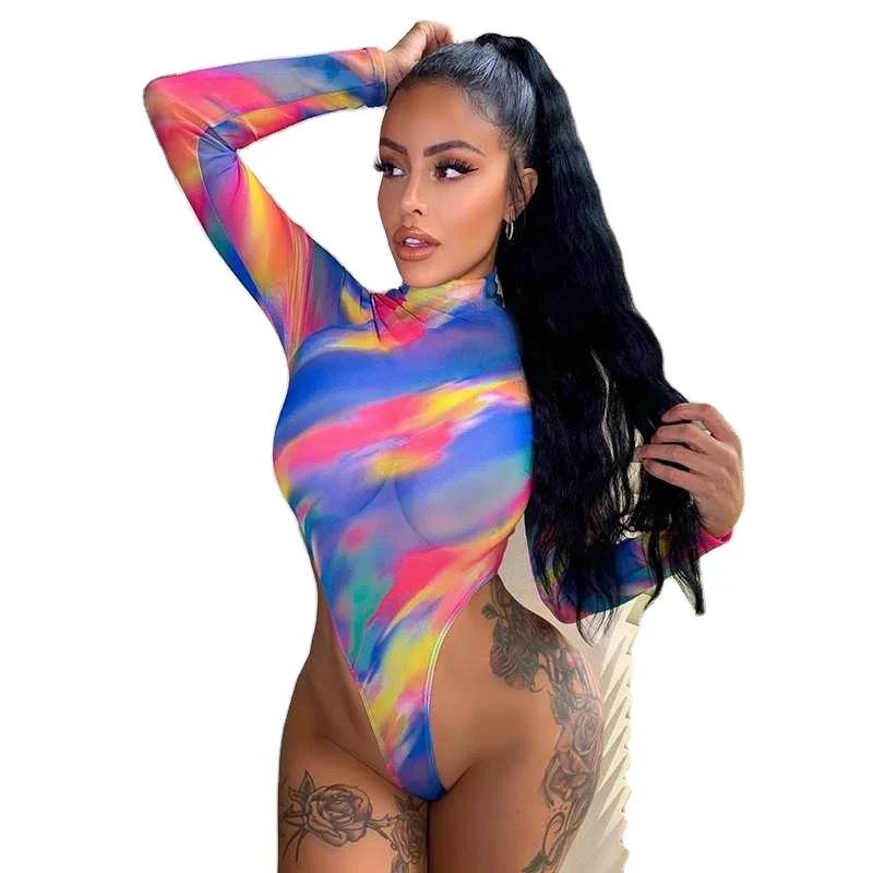 Women's tie-dye slim bodysuit New mesh tie-dye long-sleeved high-necked high-fork slim-fit bodysuit
Women's tie-dye slim bodysuit New mesh tie-dye long-sleeved high-necked high-fork slim-fit bodysuit