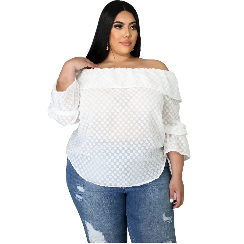 Big size popular womne cotton T shirt's solid color loose belly covering Polka Dot long sleeve one shoulder chiffon shirt, 1color
Big size popular womne cotton T shirt's solid color loose belly covering Polka Dot long sleeve one shoulder chiffon shirt, 1color