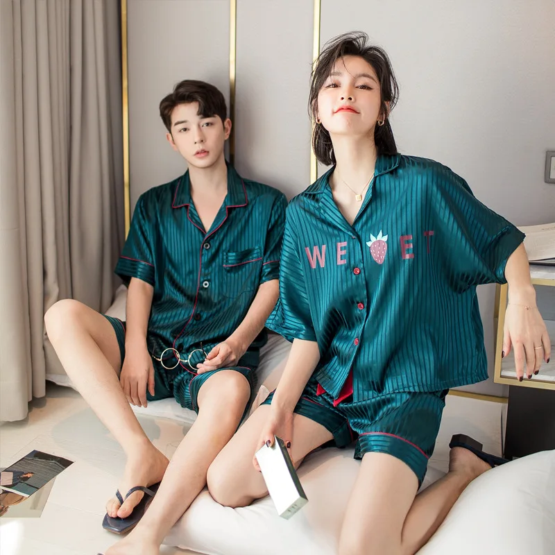 Men's Pajamas Ladies Striped Silk Pijamas For Women Satin Couple Pyjama Femme Lounge Wear Summer
Men's Pajamas Ladies Striped Silk Pijamas For Women Satin Couple Pyjama Femme Lounge Wear Summer