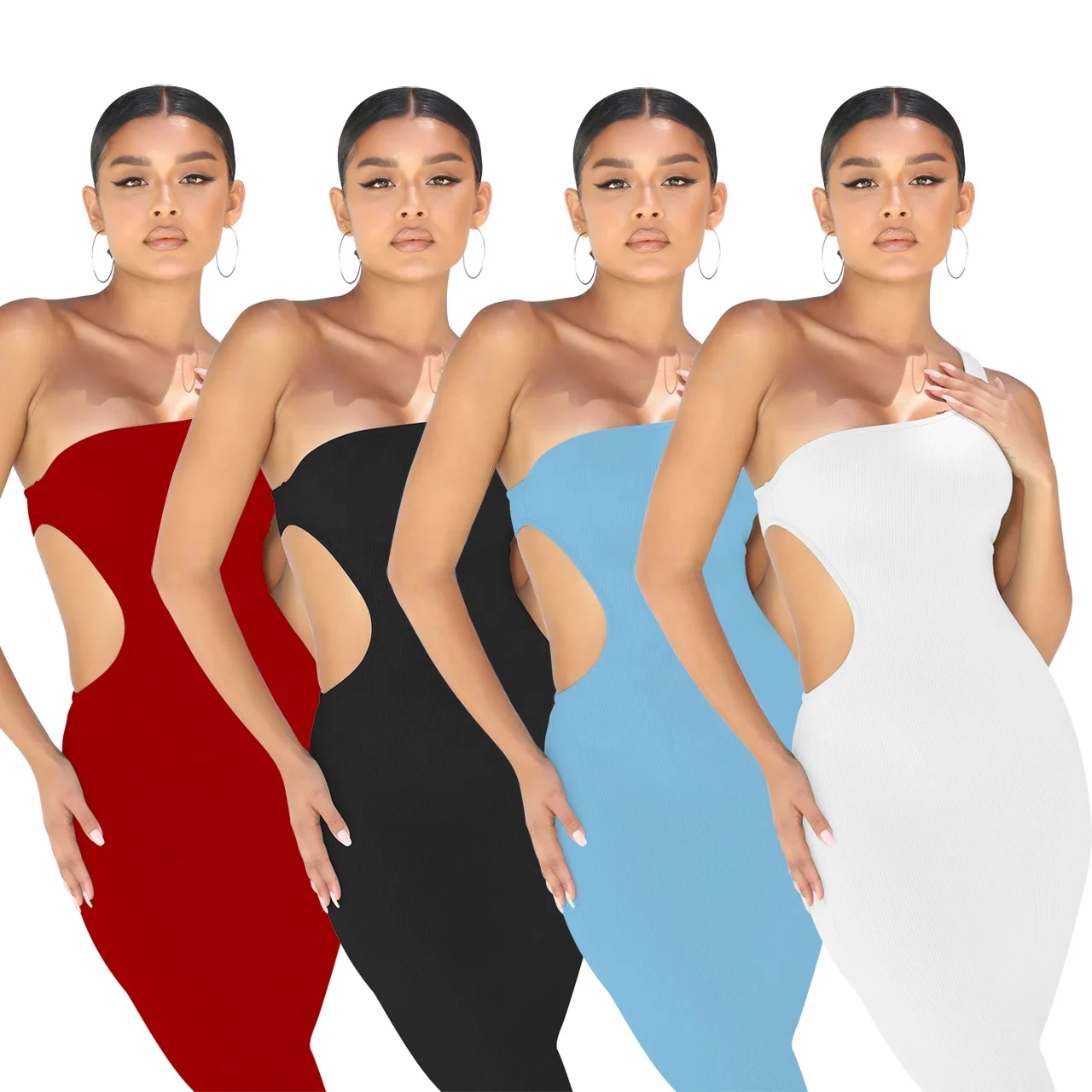 New arrival Solid color Backless Sleeveless rib knit Bodycon Dresses Women Casual Dress single shoulder Club Dresses, 4 colors or oem
New arrival Solid color Backless Sleeveless rib knit Bodycon Dresses Women Casual Dress single shoulder Club Dresses, 4 colors or oem